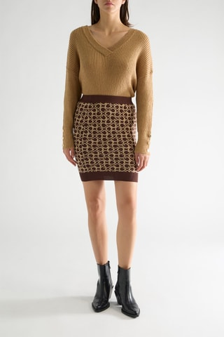 Jupe fourreau taille haute - Marron