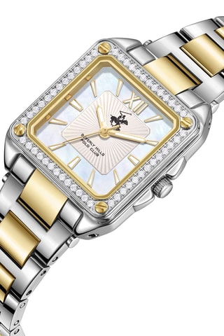 Reloj de cuarzo de acero, nácar y cerámica - Plateado y dorado