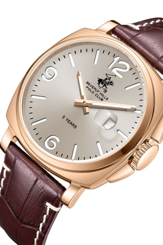 Reloj de cuarzo de piel - Marrón y dorado