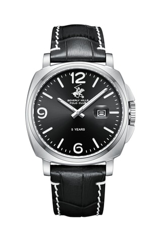 Reloj de piel - Negro y plateado