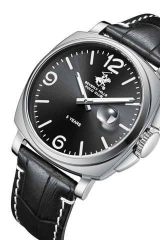 Reloj de piel - Negro y plateado