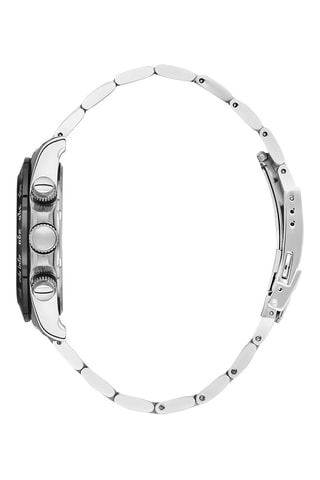 Reloj de metal - Taquímetro - Cronógrafo - Plateado y negro