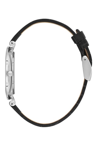 Reloj de piel - Negro y plateado