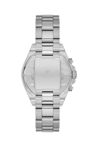 Reloj de metal - Taquímetro - Cronógrafo - Plateado y negro