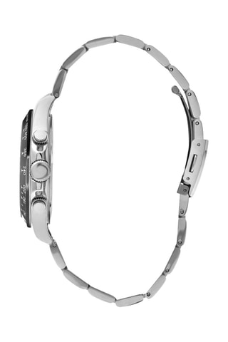 Reloj de metal - Taquímetro - Cronógrafo - Plateado y negro