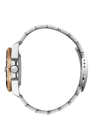 Reloj de metal bañado en oro rosa - Plateado y negro