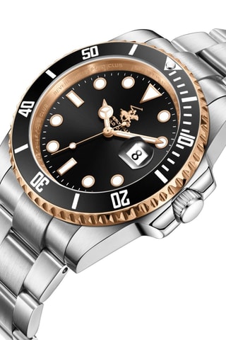 Reloj de metal bañado en oro rosa - Plateado y negro