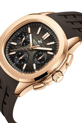 Reloj de silicona - Cronógrafo - Marrón y dorado