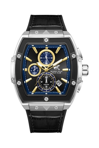 Reloj de piel y silicona - Cronógrafo - Negro y plateado