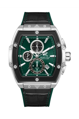 Reloj de piel y silicona - Cronógrafo - Negro y plateado