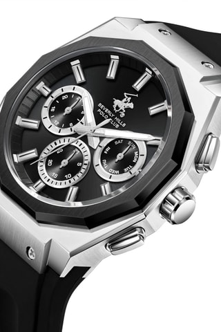 Reloj de cuarzo de silicona, chapado en ion negro y cerámica