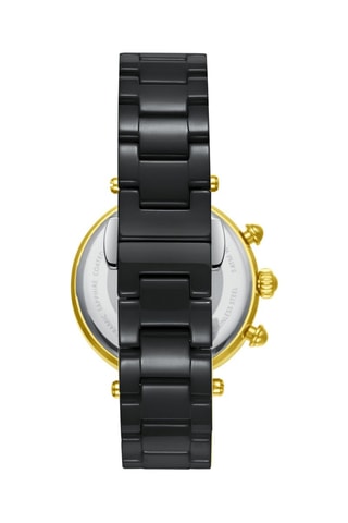 Reloj de cuarzo chapado en ion de oro amarillo y chapado en ion negro - Taquímetro y cronógrafo