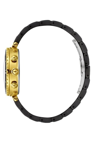 Reloj de cuarzo chapado en ion de oro amarillo y chapado en ion negro - Taquímetro y cronógrafo