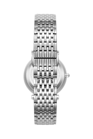 Reloj de cuarzo de metal, chapado ion plata, cerámica y diamante