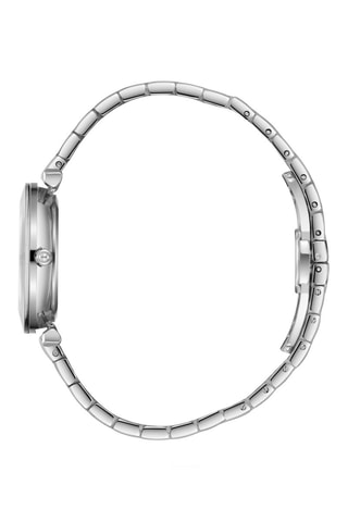 Reloj de cuarzo de metal, chapado ion plata, cerámica y diamante