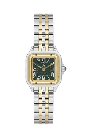 Reloj de cuarzo chapado en ion de oro amarillo, chapado en ion plateado y cerámica