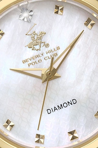 Reloj de cuarzo chapado en ion de oro amarillo, diamante y cerámica