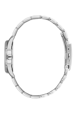 Reloj de cuarzo de metal, chapado ion plata, diamante y cerámica