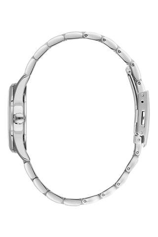 Reloj de cuarzo de metal, chapado ion plata, diamante y cerámica