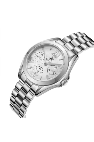 Reloj de cuarzo de metal, chapado ion plata, cerámica y diamante