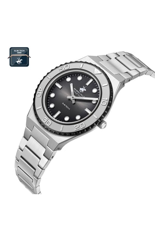 Montre à quartz en métal - Argenté et noir