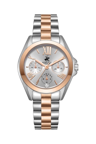 Reloj de cuarzo de acero, cerámica y diamante - Plateado y rosa dorado