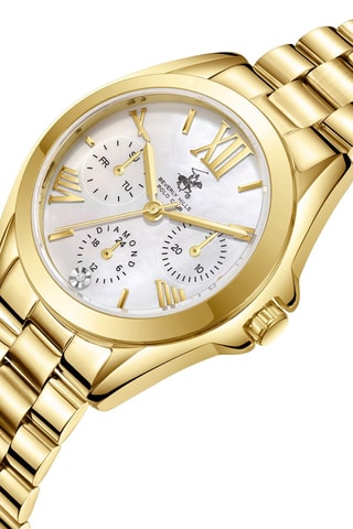 Reloj de cuarzo de acero, nácar, cerámica y diamante - Dorado