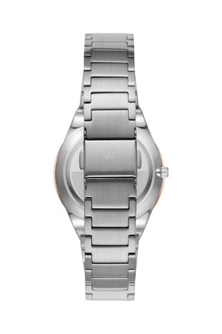 Montre à quartz en acier et céramique - Argenté et doré rose