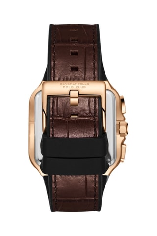 Reloj de piel bañado en oro rosa - Cronógrafo - Marrón y dorado