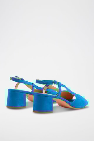 Sandali con tacco in pelle scamosciata - Blu