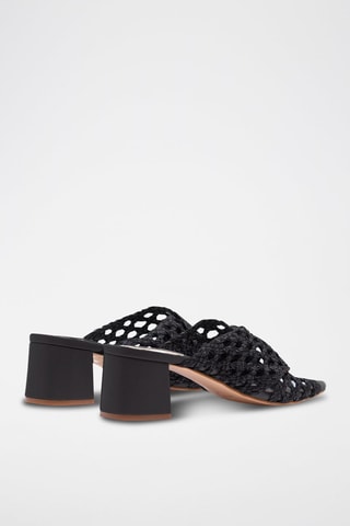 Sandali con tacco in pelle - Nero