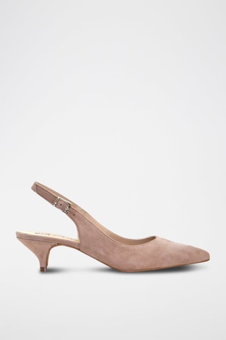 Décolleté slingback in pelle scamosciata - Beige
