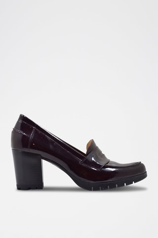 Mocassini con tacco in pelle - Rosso