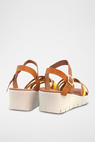 Sandali con zeppa in pelle - Dorato