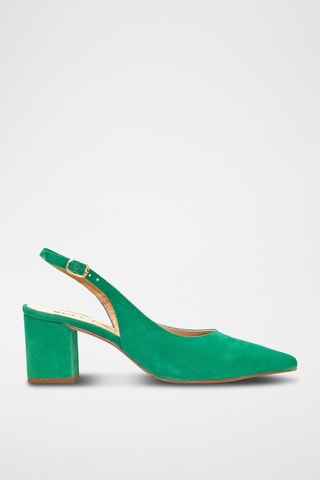Décolleté slingback in pelle scamosciata - Verde