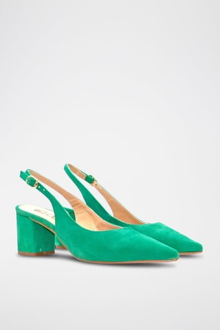 Décolleté slingback in pelle scamosciata - Verde