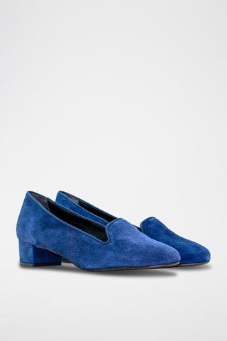 Mocassini con tacco in pelle scamosciata - Blu