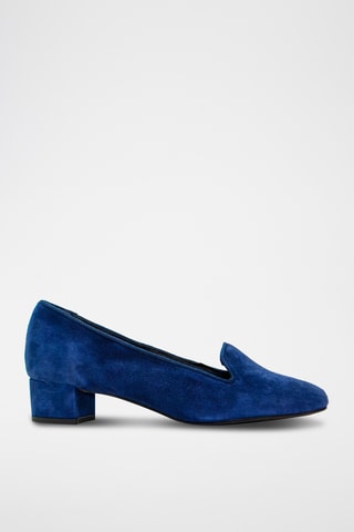 Mocassini con tacco in pelle scamosciata - Blu
