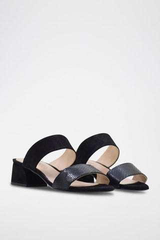 Sandali con tacco in pelle - Nero
