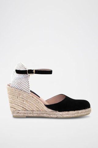 Sandali con zeppa in pelle - Bianco, nero e beige