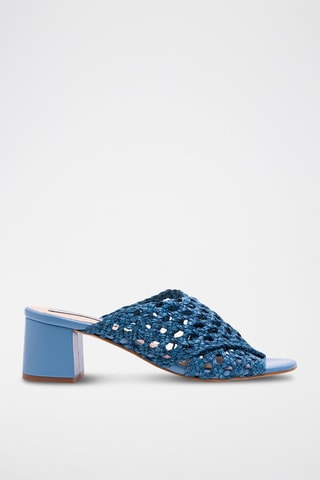 Sandali con tacco in pelle - Blu