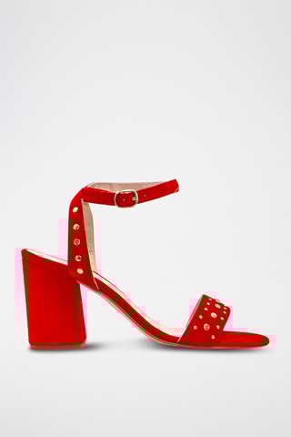 Sandali con tacco in pelle scamosciata - Arancione