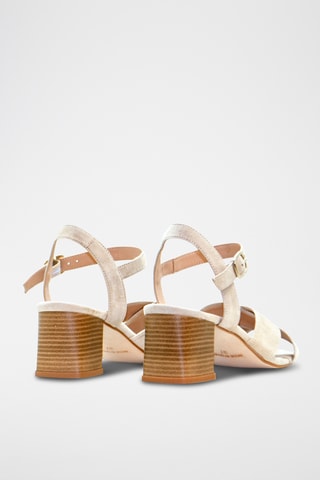Sandali con tacco in pelle scamosciata - Beige