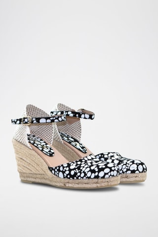 Sandali con zeppa in pelle - Bianco, nero e beige