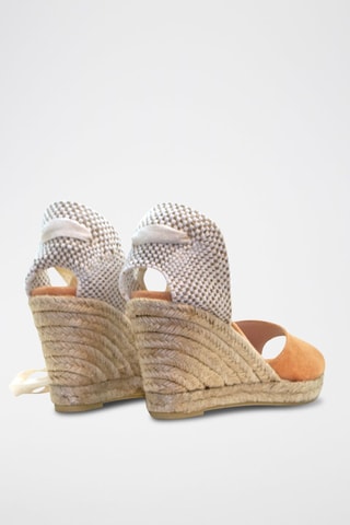 Sandali con zeppa in pelle - Bianco e beige