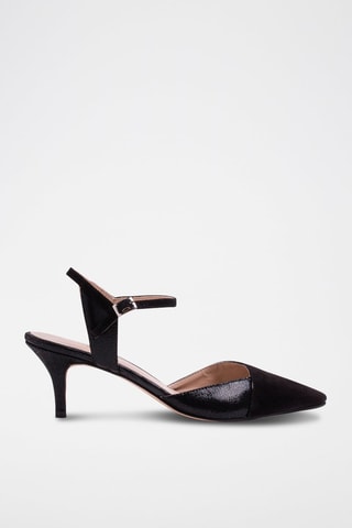 Ballerine con tacco in pelle - Nero