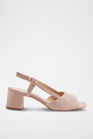 Sandali con tacco in pelle scamosciata - Beige