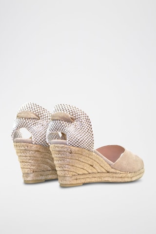 Sandali con zeppa in pelle - Bianco e beige