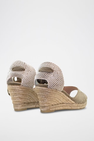 Sandali con zeppa in pelle - Bianco