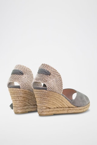Sandali con zeppa in pelle - Beige, marrone e grigio